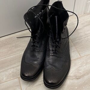 John Varvatos Made In Italy Black Leather Men's Boots Leather